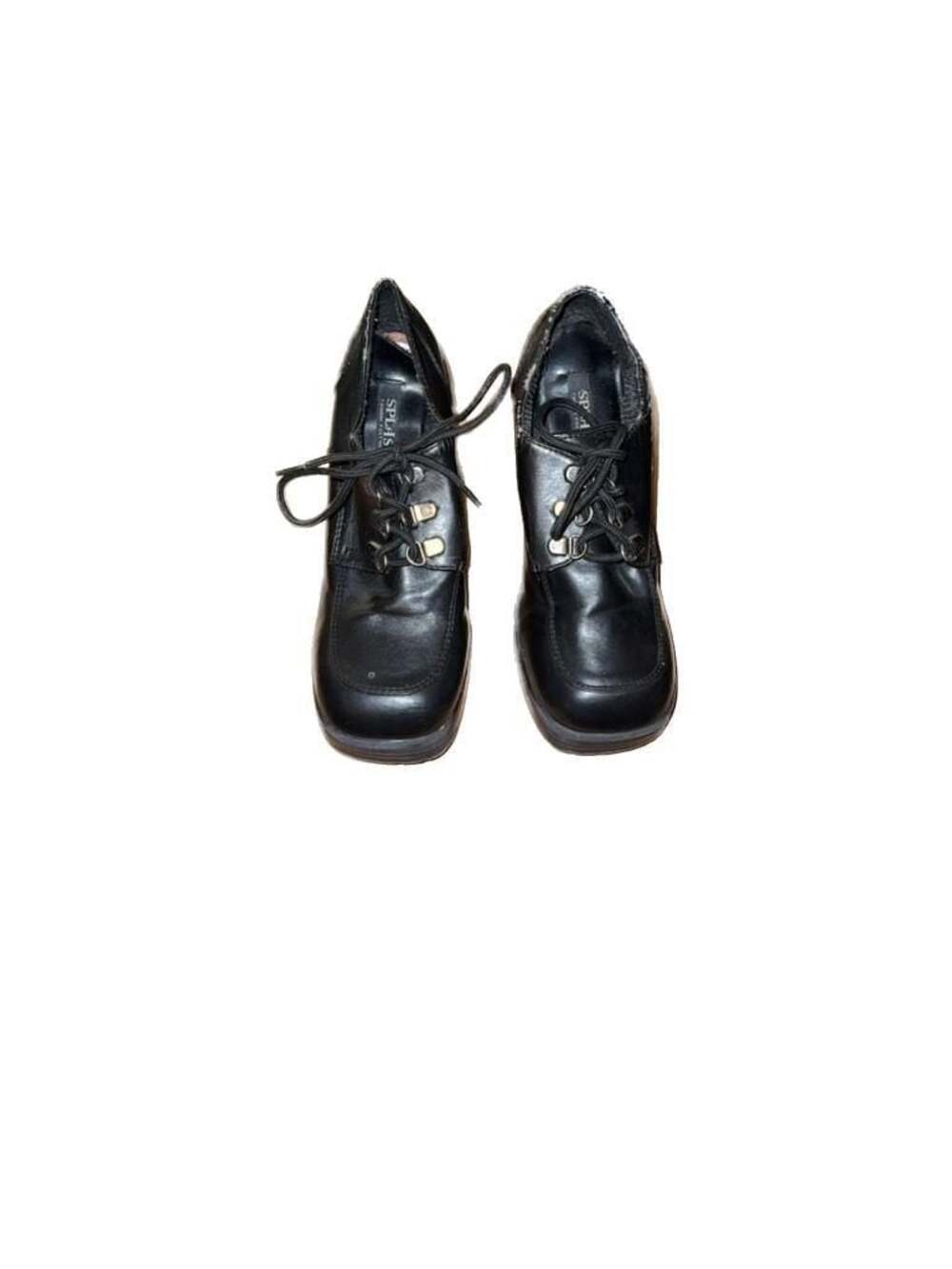 Splash Fashion Footwear Black Platform Lace-Up Block Heel Shoes